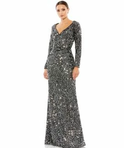 Ieena For Mac Duggal Long Sleeve Sequined Gown Shop For