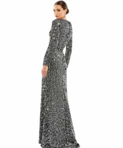Ieena For Mac Duggal Long Sleeve Sequined Gown Shop For