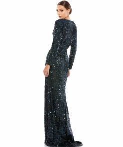 Ieena For Mac Duggal Long Sleeve Sequined Gown Shop For