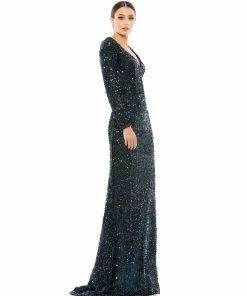 Ieena For Mac Duggal Long Sleeve Sequined Gown Shop For