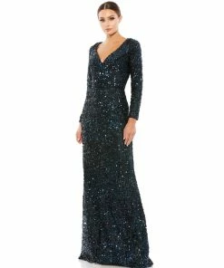 Ieena For Mac Duggal Long Sleeve Sequined Gown Shop For