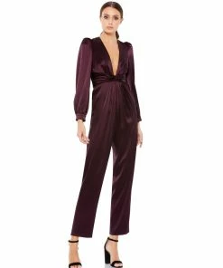Ieena For Mac Duggal Long Sleeve Ruched Plunging Neck Jumpsuit 21 Ieena For Mac Duggal Long Sleeve Ruched Plunging Neck Jumpsuit