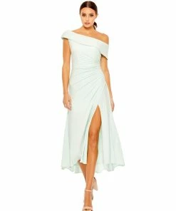 Ieena For Mac Duggal Ruched Off-The-Shoulder Midi Dress Shop For