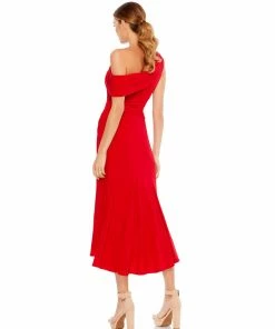 Ieena For Mac Duggal Ruched Off-The-Shoulder Midi Dress Shop For