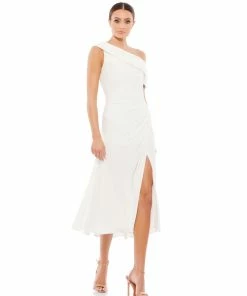 Ieena For Mac Duggal Ruched Off-The-Shoulder Midi Dress Shop For