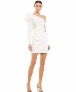 Ieena For Mac Duggal One Shoulder Long Sleeve Satin Mini Dress Shop For