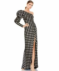 Ieena For Mac Duggal One Sleeve Polka Dot Sheath Gown Shop For