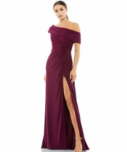 Ieena For Mac Duggal Shop For Foldover Ruched Jersey Evening Gown