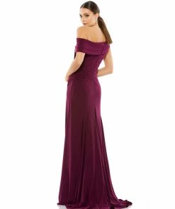 Ieena For Mac Duggal Shop For Foldover Ruched Jersey Evening Gown
