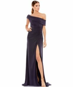 Ieena For Mac Duggal Shop For Foldover Ruched Jersey Evening Gown