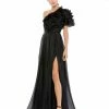 Ieena For Mac Duggal Ruffle Layered One Shoulder Gown
