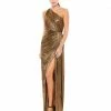 Ieena For Mac Duggal Prom Metallic Draped One Shoulder Grecian Dress