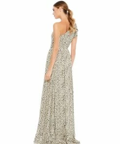 Ieena For Mac Duggal One Shoulder Animal Print Maxi Dress