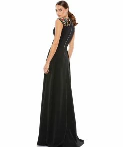 Ieena For Mac Duggal Floral Accented Evening Gown