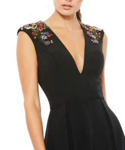 Ieena For Mac Duggal Floral Accented Evening Gown