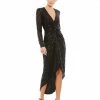 Ieena For Mac Duggal Shop For Sequin Knotted Long Sleeve Midi Dress