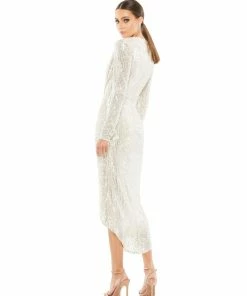 Ieena For Mac Duggal Shop For Sequin Knotted Long Sleeve Midi Dress