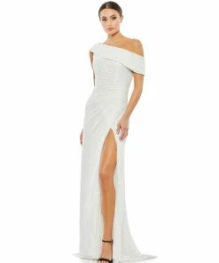 Ieena For Mac Duggal Shop For One-Shoulder Ruched Sequined Gown