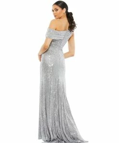 Ieena For Mac Duggal Shop For One-Shoulder Ruched Sequined Gown