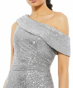 Ieena For Mac Duggal Shop For One-Shoulder Ruched Sequined Gown