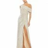 Ieena For Mac Duggal Shop For One-Shoulder Ruched Sequined Gown