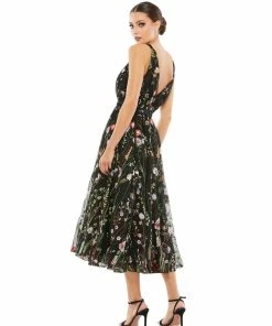 Ieena For Mac Duggal V-Neck Floral Midi Dress