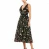 Ieena For Mac Duggal V-Neck Floral Midi Dress