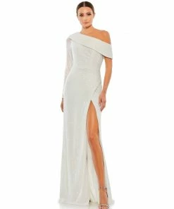 Ieena For Mac Duggal Shop For Sequined Drop Shoulder Faux Wrap Gown