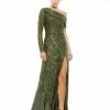 Ieena For Mac Duggal Shop For Sequined Drop Shoulder Faux Wrap Gown