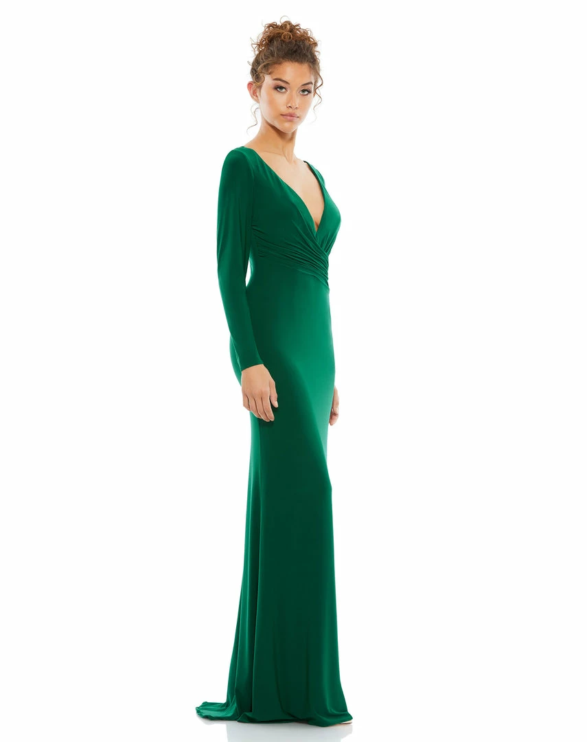 Ieena For Mac Duggal Long Sleeve Ruched Jersey V-Neck Gown Shop For 2 Ieena For Mac Duggal Long Sleeve Ruched Jersey V-Neck Gown Shop For