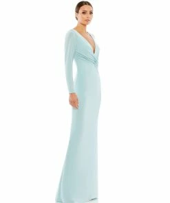 Ieena For Mac Duggal Long Sleeve Ruched Jersey V-Neck Gown Shop For 18 Ieena For Mac Duggal Long Sleeve Ruched Jersey V-Neck Gown Shop For
