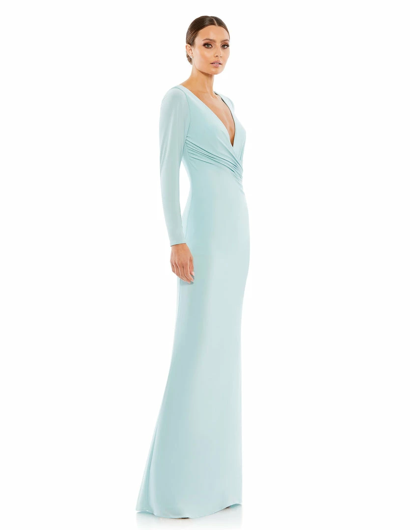 Ieena For Mac Duggal Long Sleeve Ruched Jersey V-Neck Gown Shop For 9 Ieena For Mac Duggal Long Sleeve Ruched Jersey V-Neck Gown Shop For