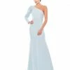 Ieena For Mac Duggal One Shoulder Puff Sleeve Gown