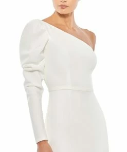 Ieena For Mac Duggal One Shoulder Puff Sleeve Gown