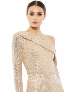 Ieena For Mac Duggal Shop For Sequined Drop Shoulder Long Sleeve Jumpsuit