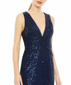 Ieena For Mac Duggal Shop For V-Neck Sequin Wrap Waist Gown