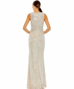 Ieena For Mac Duggal Shop For V-Neck Sequin Wrap Waist Gown