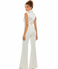 Ieena For Mac Duggal Asymmetrical Sleeveless Faux Tuxedo Jumpsuit Shop For