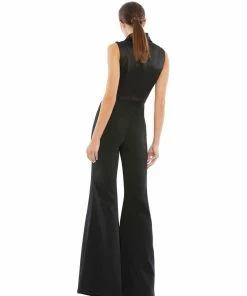Ieena For Mac Duggal Asymmetrical Sleeveless Faux Tuxedo Jumpsuit Shop For