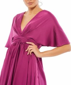 Ieena For Mac Duggal Shop For Satin Flowy Cape Sleeve Mini Dress