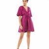 Ieena For Mac Duggal Shop For Satin Flowy Cape Sleeve Mini Dress