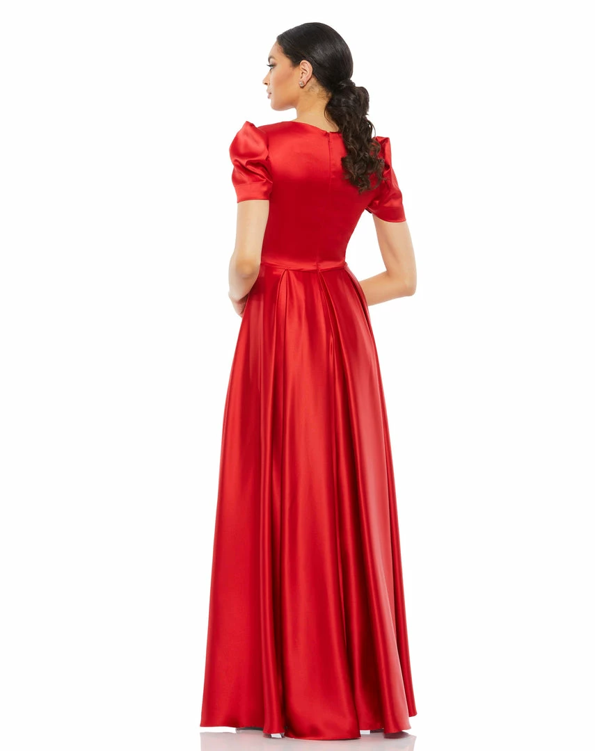 Mac Duggal Shop For Puff Sleeve V-Neck Satin Gown 2 Mac Duggal Shop For Puff Sleeve V-Neck Satin Gown