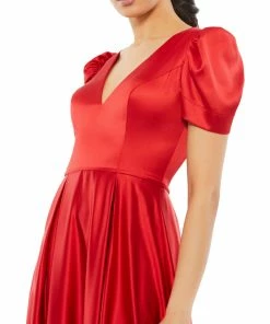 Mac Duggal Shop For Puff Sleeve V-Neck Satin Gown 5 Mac Duggal Shop For Puff Sleeve V-Neck Satin Gown