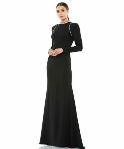 Ieena For Mac Duggal Raglan Long Sleeve High Neck Gown Bridesmaid Dresses