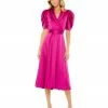 Ieena For Mac Duggal Satin Lapel Puff Sleeve Tea Length Dress Shop For