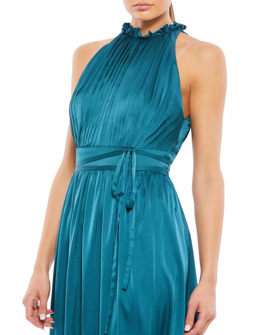 Ieena For Mac Duggal Satin Pleated Halter Neck Midi Dress 6 Ieena For Mac Duggal Satin Pleated Halter Neck Midi Dress