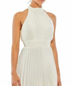 Ieena For Mac Duggal Pleated Halter Neck Mini Dress