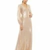 Ieena For Mac Duggal Shop For Metallic Empire Waist Blouson Sleeve Gown