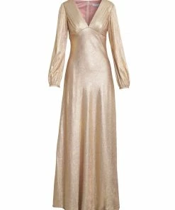 Ieena For Mac Duggal Shop For Metallic Empire Waist Blouson Sleeve Gown 7 Ieena For Mac Duggal Shop For Metallic Empire Waist Blouson Sleeve Gown