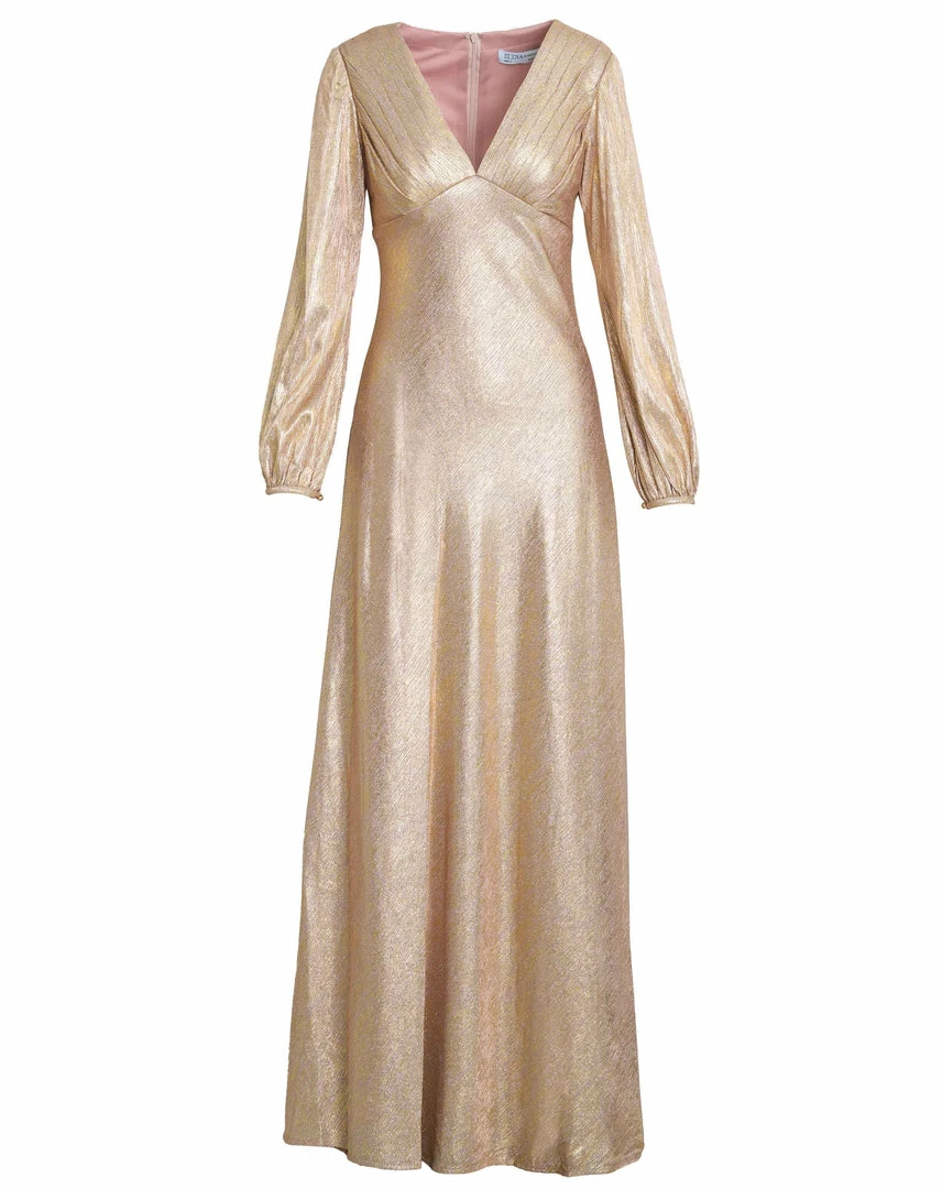 Ieena For Mac Duggal Shop For Metallic Empire Waist Blouson Sleeve Gown 4 Ieena For Mac Duggal Shop For Metallic Empire Waist Blouson Sleeve Gown